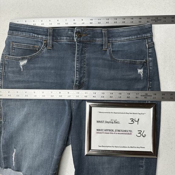 Lularoe Shorts Womens 32 US 14 Skinny Bermuda Cut Off Blue Denim Tummy Panel - Picture 3 of 10